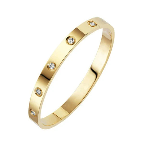Boys and girls Stainless Steel Contemporary Gold Plated Love AD Anti-Tarnish Bracelet For Women