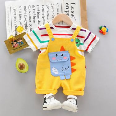 Boys Casual Suspender Trousers Short Sleeve Suit